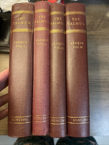 Soncino Edition of The Babylonian Talmud Vol 1-4 Nezikin Sec Trans in English