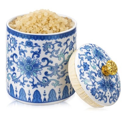 1 Pc Vintage Chinese Ceramic Porcelain Salt Cellar with Lid Ceramic Salt Hold...