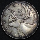 1947 Maple Leaf 25 Cent Canada Almost Uncirculated KM 35 Free Shipping