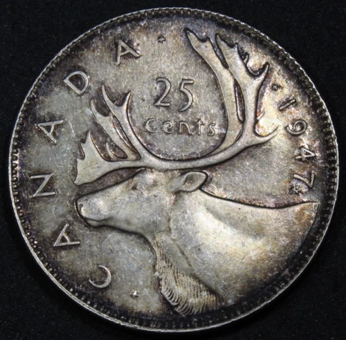 1947 Maple Leaf 25 Cent Canada Almost Uncirculated KM 35 Free Shipping