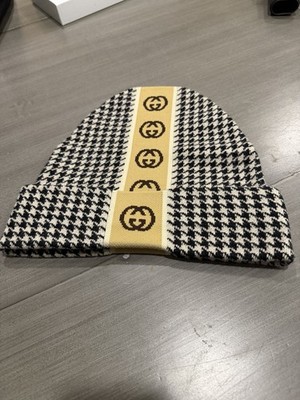 Gucci Rare Genuine Interlocking GG Pattern Wool  Beanie Hat Size M Gently Used