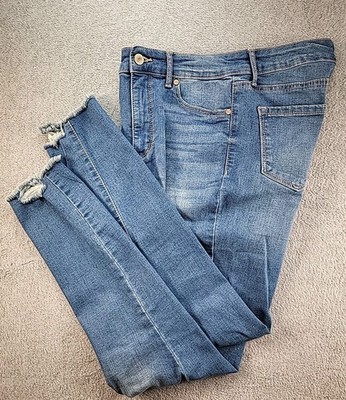 Sofia Vergara Womens Size 4 Rosa Curvy Ankle Skinny Denim Blue Jeans Raw Hem Den