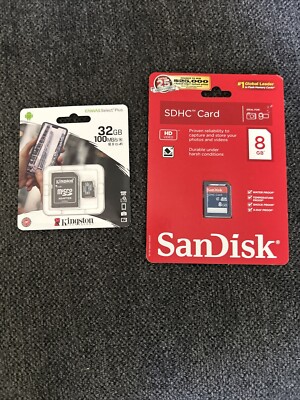 SanDisk SDHC 8GB Class 4 SDHC & 32GB Kingston NEW SEALED (B1)