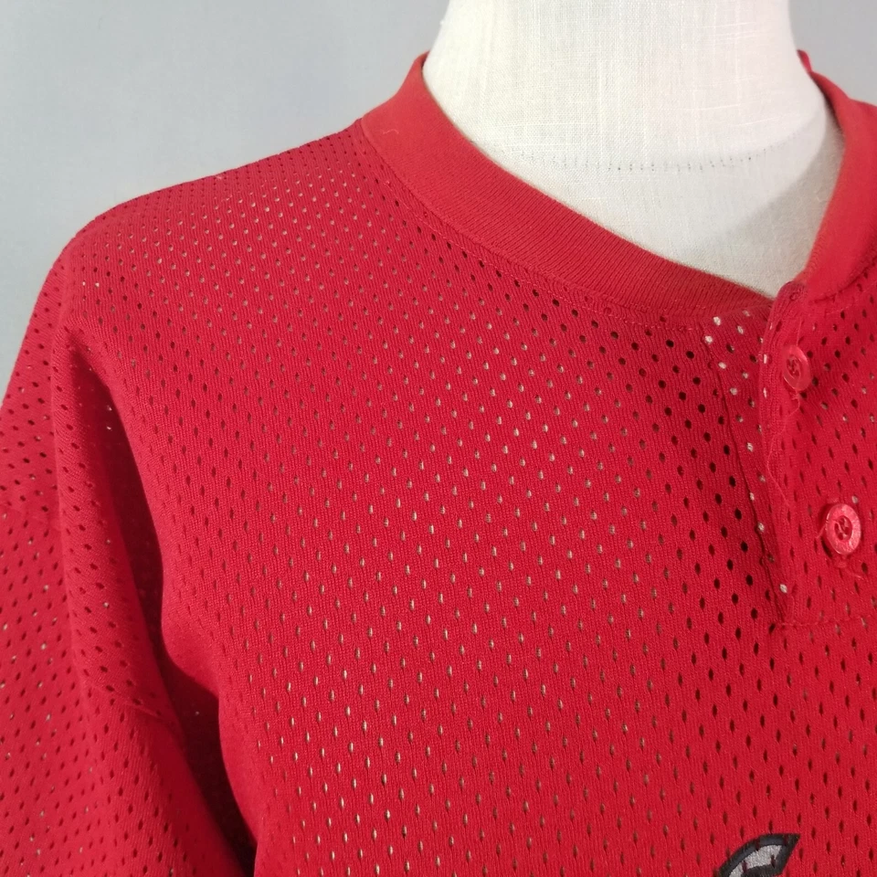 Budweiser Jersey Camisa Hombre 2XL XXL Extra Grande Rojo Manga Corta Malla Henley Foto 4 de 4