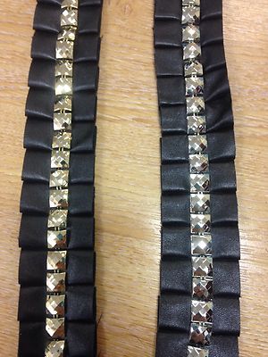 Pleather Stud Trim Edging Band 1 5 Black Faux Leather Studded Costume Trimming Ebay