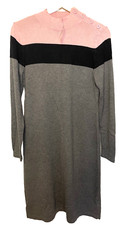 Talbots Cashmere Blend Dress Women Small S Mock Neck Long Sleeve Colorblock Pink