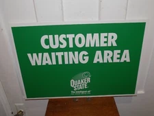 Vintage Quaker State Customer Waiting Area Plastic Store Sign, NOS