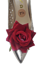 Red Color Flower Clips for Shoes 2 pieces , Shoe Clips, Shoe Accessories