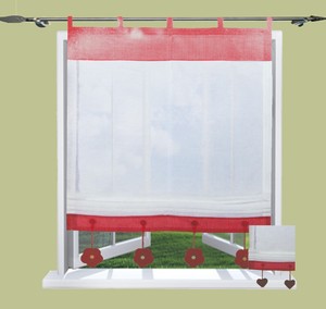 Raffrollo Raffgardine Mit Schlaufen B 80 Cm X 140 Cm Weiss Rot Ebay