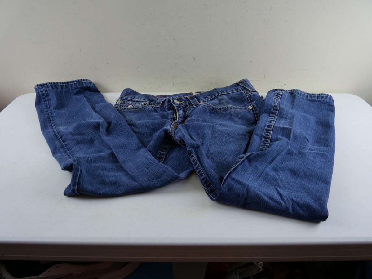 TRUE RELIGION Unisex 33W, 32L Denim Blue Jeans, Pockets with