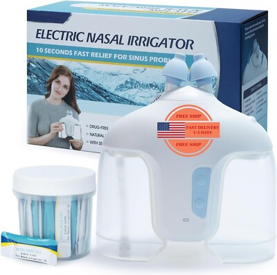 Sistema eléctrico de irrigación nasal con 50 sobres de sal. Limpieza profunda