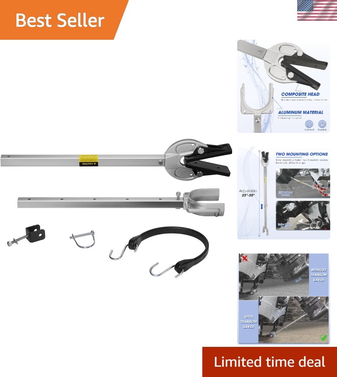 Adjustable Transom Saver from 23 to 35 Inches, Boat Motor Support 