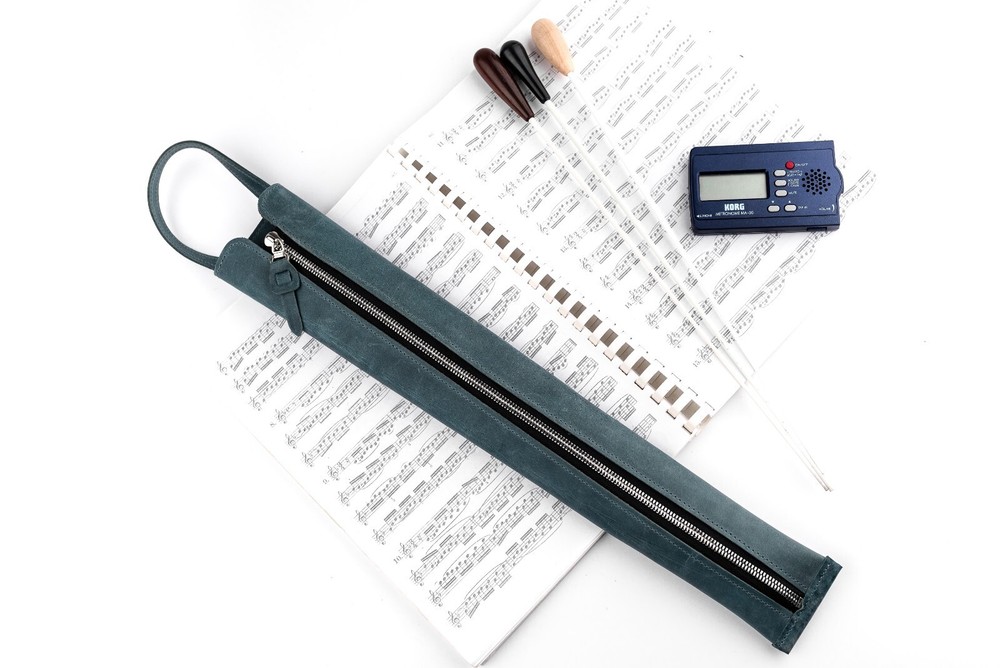 Conductor's Baton Case. Crafted from Genuine Crazy Horse Leather. Baton holder