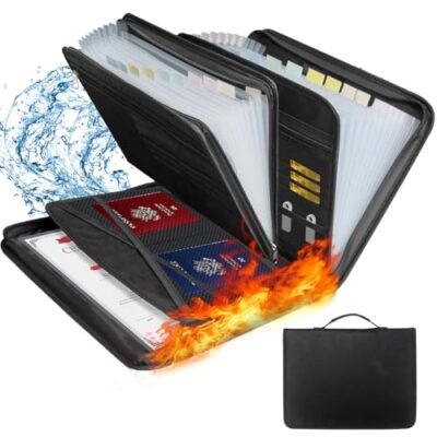 Accordion File Organizer 24 Pocket Expanding Folder with Multi Pockets Firepr...