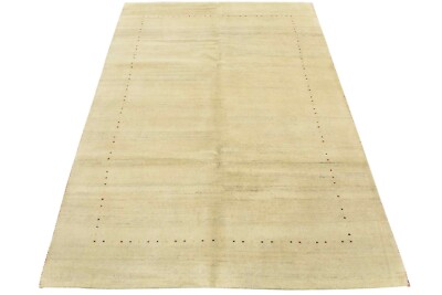 Gabbeh Rug 5 7  x 7 7  Ivory Wool Contemporary Hand-Knotted Carpet