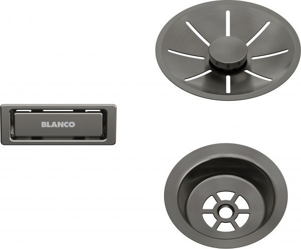 Blanco Ablauf-/ÜBerlaufset FüR Einzelbecken Satin Dark Steel 206900-image