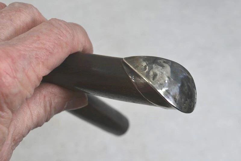 antique cane handle walking stick umbrella parasol sterling silver w/wood 1890 - Image 4 of 4