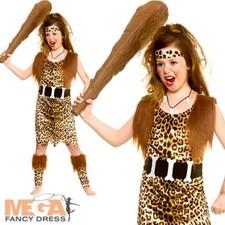 Stone Age Cave Girls Fancy Dress Book Week Wild Caveman Kids Childrens Costume