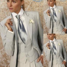 Silver 3Pcs Suits for Women Wedding Tuxedos Business Workwear Ladies Outfits