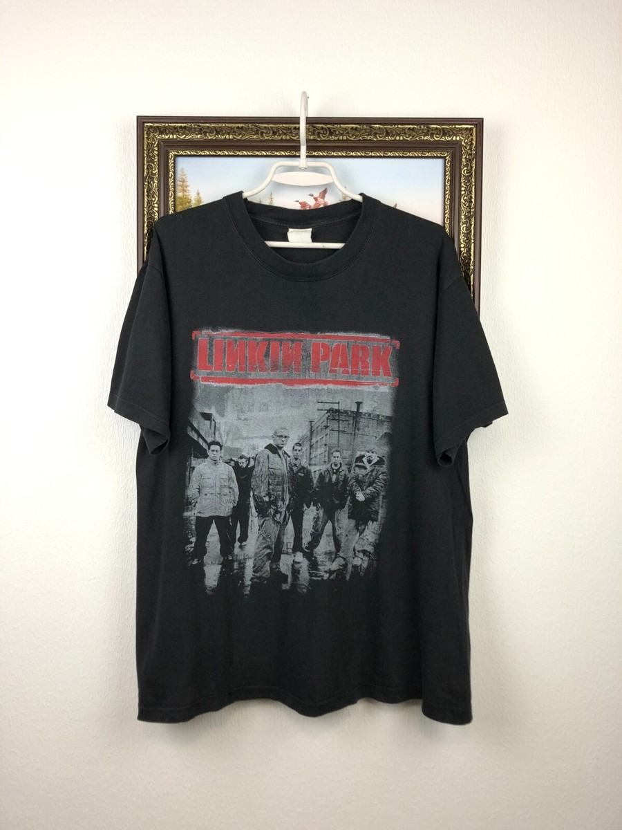 Vintage 90's Linkin Park Band Tee Shirt Rock Black Mens Over Print