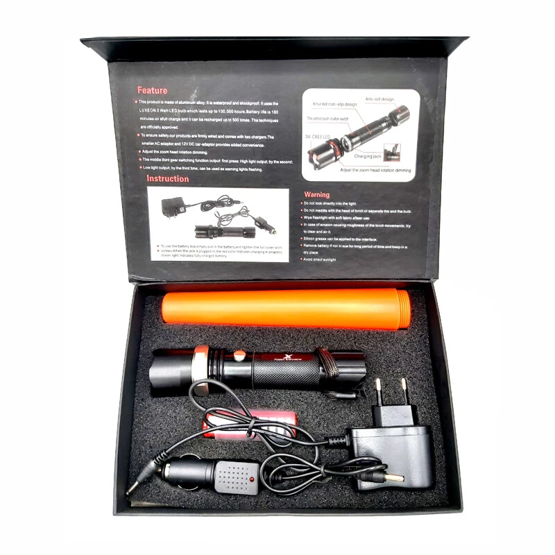 Linterna Led Tactica Recargable con Zoom para Coche y Red Cono Naranja Pirulo  - Imagen 2 de 4