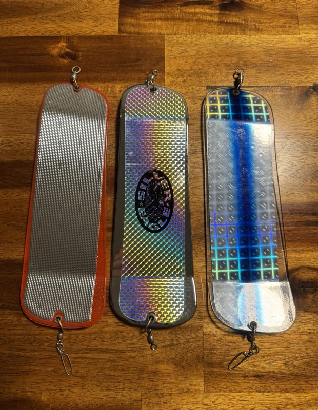 Trolling Fishing Flashers Les Davis Silver Eagle, Hot Spot And Gibbs Lot Of 3