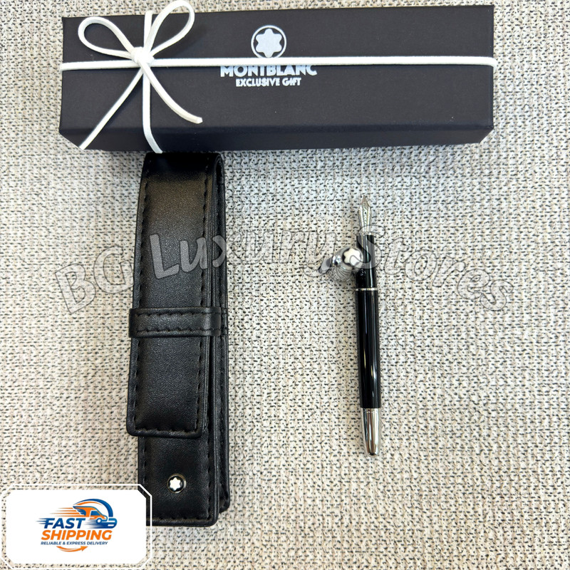 ✨ BID NOW MB Meisterstück Classique Black Fountain Pen Resin w/ Box