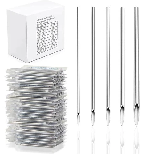 100Pcs Piercing Needles Kit - Yugui Mixed 12G 14G 16G 18G Mix-100pcs, Silver  - product listing photo