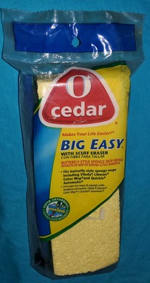 O'CEDAR Big Easy with scuff eraser Butterfly Sponge Mop Snap-on Refill NEW SEALD