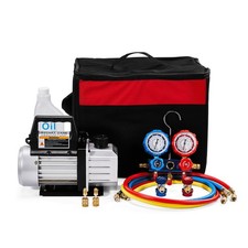 3CFM 1/4HP Air Vacuum Pump HVAC AC A/C Refrigeration Kit with Oil Bottle