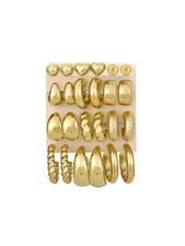 12 Pairs Chunky Gold Hoop Earrings for Women Trendy, Gold Plated Lightweight ...