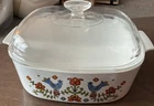 Vtg Pyrex Corning Ware Country Festival Bluebird Friendship 4 QT Casserole W/Lid