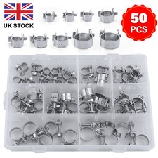 50Pcs Stainless Steel Hose Clip Clamp Fuel Line Petrol Pipe Clamps Clips 9-18mm