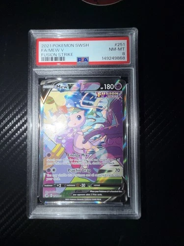2021 POKEMON SWORD & SHIELD FUSION STRIKE #251 FULL ART/MEW V PSA 8