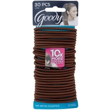 Goody Ouchless 30 Count Brown Hair Ties No Metal Strong Elastics for Thick Hair