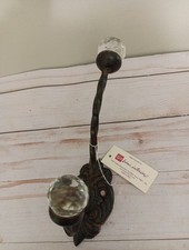 Victorian Style Metal and  Glass Wall Coat Hat Hook Hangers Set Of 2