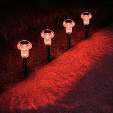 Halloween Solar Pathway Lights Outdoor 4 Pack, Red LED Driveway Light Solar P...