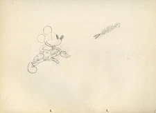 MICKEY MOUSE HOLDING SANDWICH Building a Building GREAT DISNEY CEL DRAWING 1933