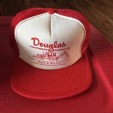 Vintage Hat Mesh Trucker Cap Red Douglas Equipment & Supply Co
