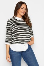 M&Co Womens Stripe 2 In 1 Jumper