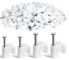 Clips de cable blanco 8-10 mm 100 uds con clavo acero para pared y organizaci n