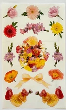 🌹Vintage 90s Mrs Grossmans FLOWER STICKERS by the yard pink yellow real bouquet