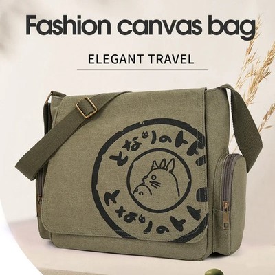 Vintage Canvas Messenger Bag Damen Herren Schultertasche Umhängetasche Handtasche
