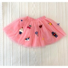 Hanna Andersson Pink Tulle Patch Skirt Girls Size US 6-7