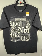 ODM To All My Dawgs You Not Like Us Cat Graphic Black T-Shirt Size Large NWT