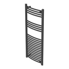 Flomasta 1200x500mm 1815BTU Black Curved Towel Radiator