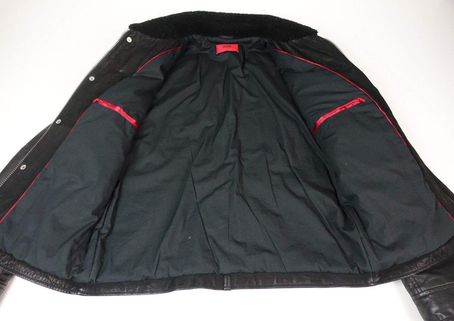 £1300 HUGO BOSS MOST RECENT AVIATOR L REAL SHEARLING COLLAR BOMBER JACKET LARGE thumbnail 16