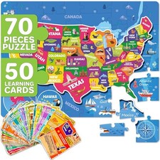 United States Puzzles for Kids Ages 4-6 - 70 Pcs Floor Puzzles for 1. Usa 70