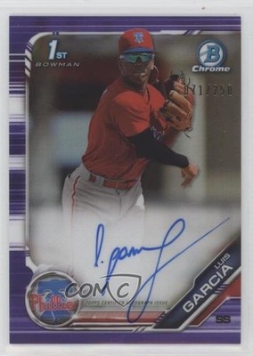 2019 Bowman Chrome Prospects Purple Refractor /250 Luis Garcia #CPA-LG Auto 0z1i