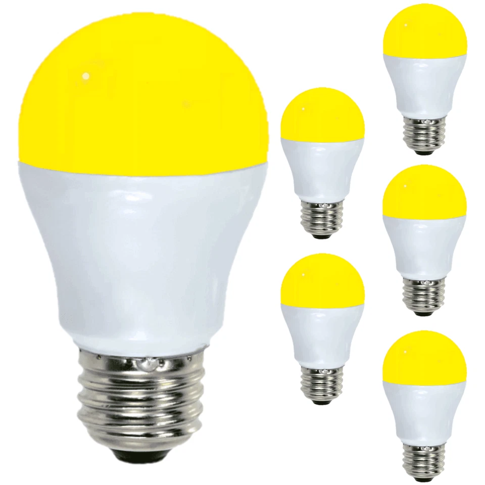 Diodesy A15 LED Yellow Light 5W 350LM E26 120V White Turns Yellow When Lit 6Pk - Image 2 of 4